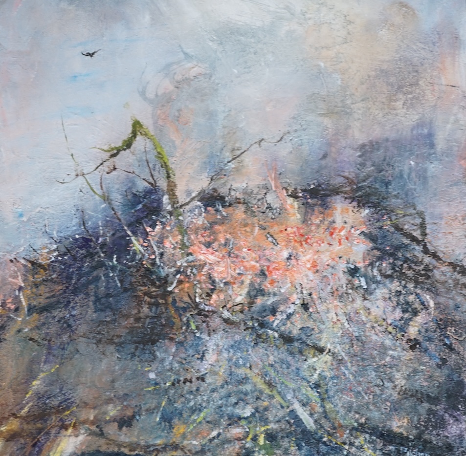 From the Studio of Fred Cuming. Terence Pilcher (20th. C), contemporary oil on board, ‘Bonfire’, signed, 30 x 30cm. Condition - good